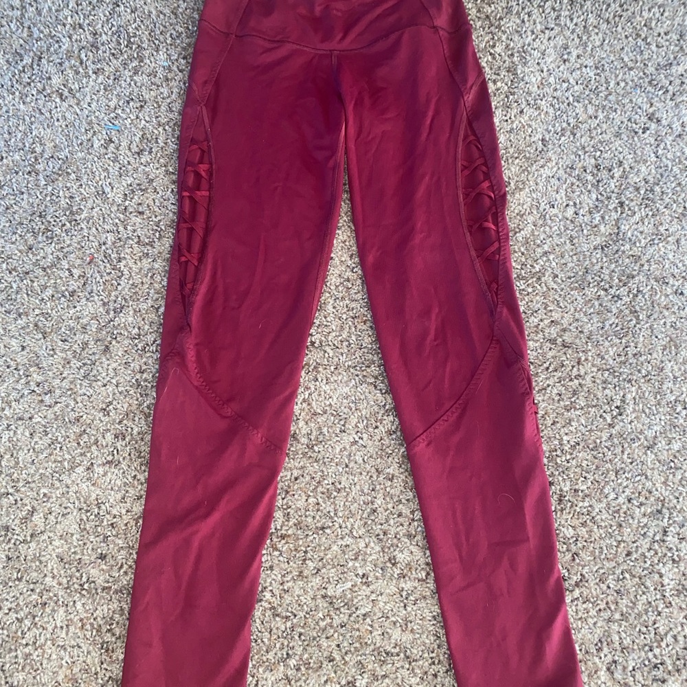 maroon victoria's secret leggings